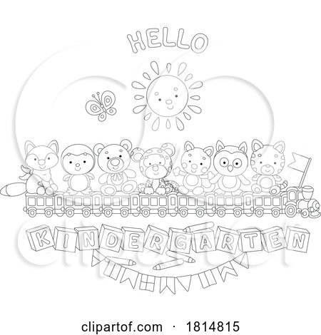 Cartoon Hello Kindergarten Greeting Licensed Clipart by Alex Bannykh