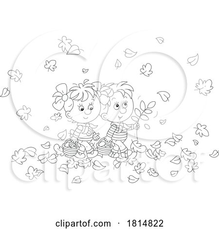 Cartoon Gathering Mushrooms in Fall Licensed Clipart by Alex Bannykh