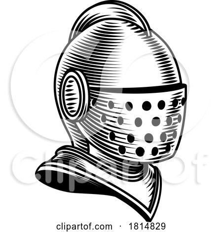 Knight Helm Medieval Helmet Vintage Woodcut Style by AtStockIllustration