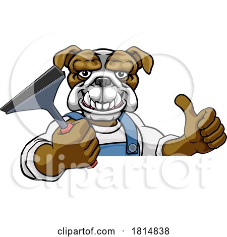 Bulldog Car or Window Cleaner Holding Squeegee by AtStockIllustration