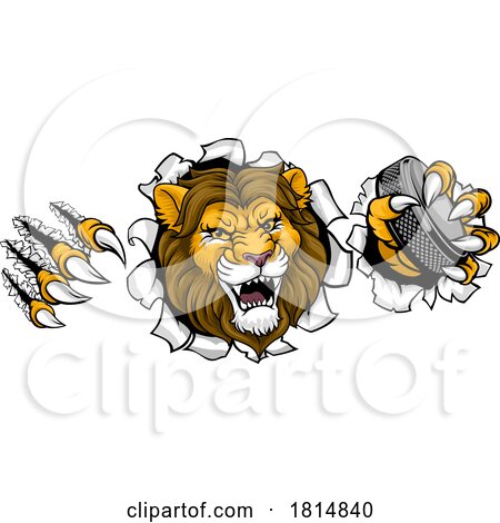 Lion Ice Hockey Team Sports Animal Cartoon Mascot by AtStockIllustration