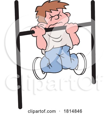 Cartoon Boy Struggling to Do Pull Ups by Johnny Sajem