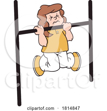 Cartoon Girl Struggling to Do Pull Ups by Johnny Sajem