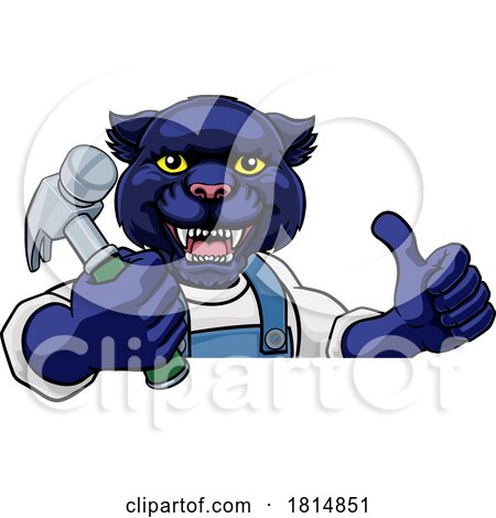 Panther Carpenter Handyman Builder Holding Hammer by AtStockIllustration