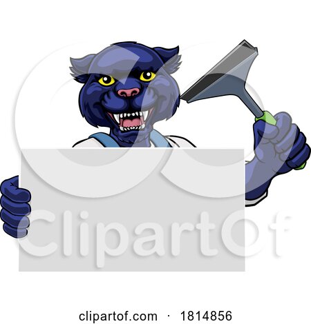 Window Cleaner Panther Car Wash Cleaning Mascot by AtStockIllustration