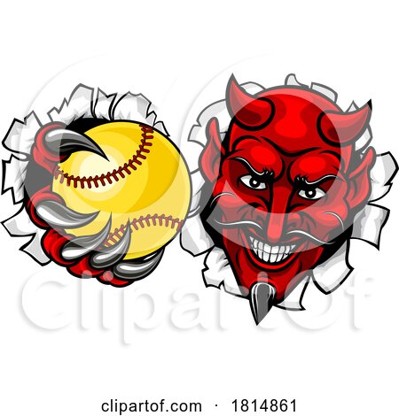 Devil Softball Sports Team Mascot by AtStockIllustration