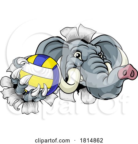 Elephant Volleyball Volley Ball Animal Mascot by AtStockIllustration