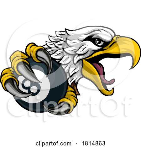 Eagle Pool 8 Ball Billiards Mascot Cartoon by AtStockIllustration