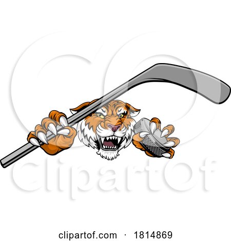 Tiger Ice Hockey Team Sports Cartoon Mascot by AtStockIllustration