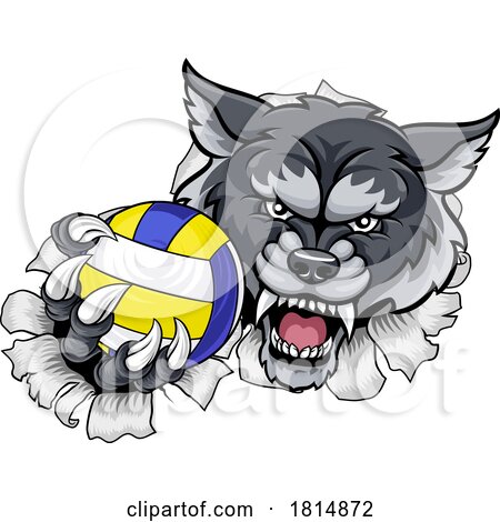 Wolf Werewolf Volleyball Volley Ball Claw Mascot by AtStockIllustration