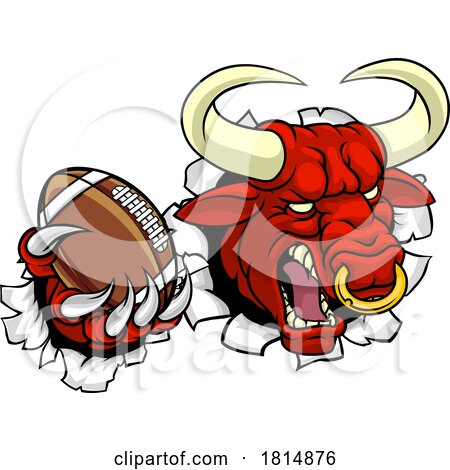 Bull Minotaur Longhorn Cow Football Mascot Cartoon by AtStockIllustration