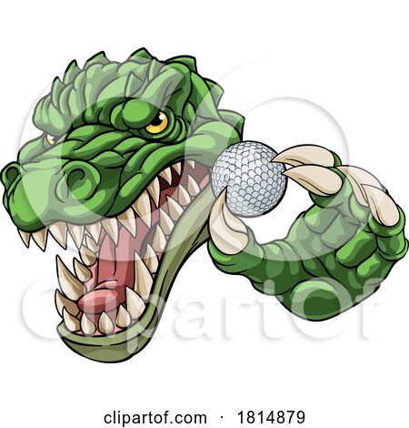 Crocodile Dinosaur Alligator Golf Sports Mascot by AtStockIllustration