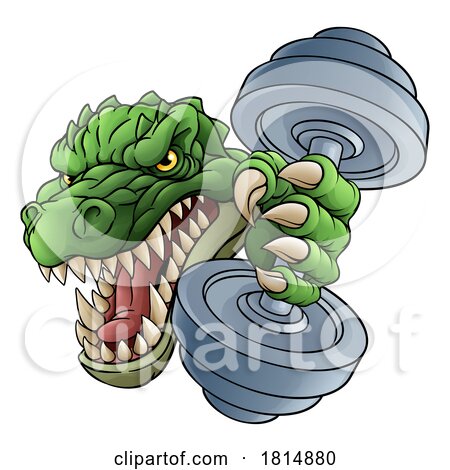 Crocodile Dinosaur Alligator Weight Lifting Mascot by AtStockIllustration