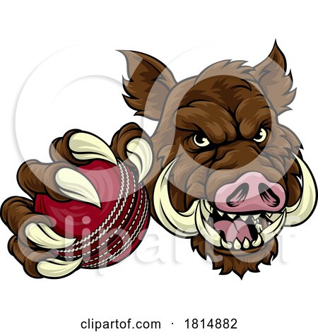 Boar Wild Hog Razorback Warthog Pig Cricket Mascot by AtStockIllustration