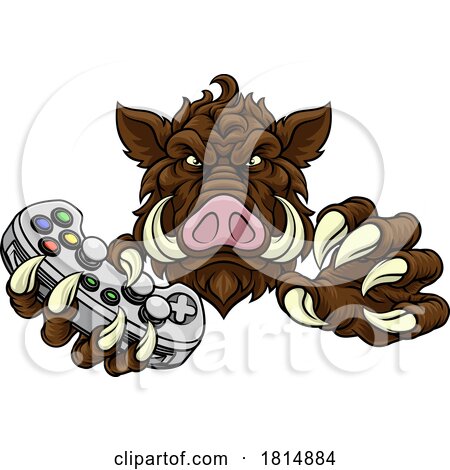 Boar Wild Hog Razorback Warthog Pig Gaming Mascot by AtStockIllustration