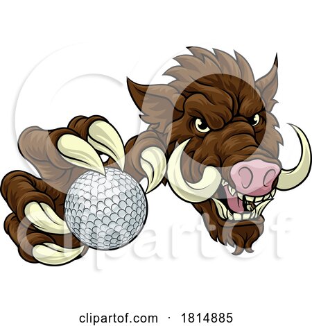 Boar Wild Hog Razorback Warthog Pig Golf Mascot by AtStockIllustration