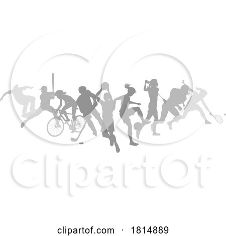 Sports Active Fitness Sport Silhouette People Set by AtStockIllustration