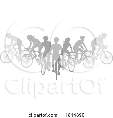 Cyclists Bikes Silhouette Bike Cyclist People Set by AtStockIllustration