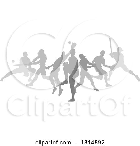 Baseball Silhouette Players Player Silhouettes by AtStockIllustration