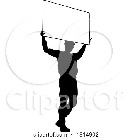 Protest Rally March Picket Sign Silhouette Person by AtStockIllustration