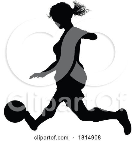 Female Soccer Football Player Woman Silhouette by AtStockIllustration