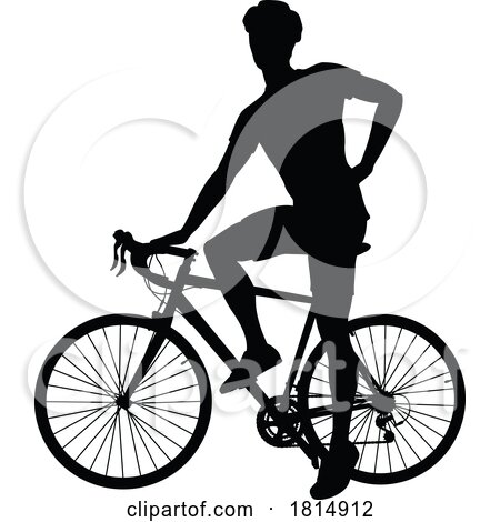 Bike and Bicyclist Silhouette by AtStockIllustration