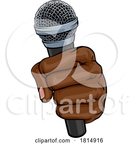 Microphone Fist Hand Comic Book Pop Art Cartoon by AtStockIllustration