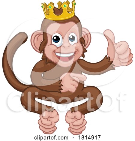 Monkey King Crown Cartoon Thumbs up Pointing by AtStockIllustration