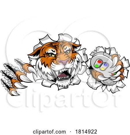 Tiger Gamer Video Game Animal Sports Team Mascot by AtStockIllustration