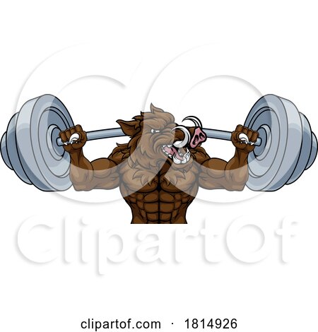 Boar Razorback Hog Weight Lifting Gym Mascot by AtStockIllustration