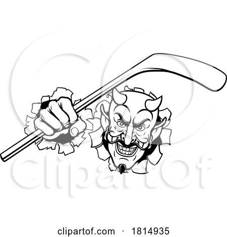 Devil Satan Ice Hockey Sports Mascot Cartoon by AtStockIllustration