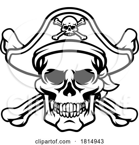 Pirate Hat Skull and Crossbones Cartoon by AtStockIllustration