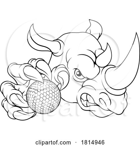 Rhino Rhinoceros Golf Cartoon Sports Mascot by AtStockIllustration