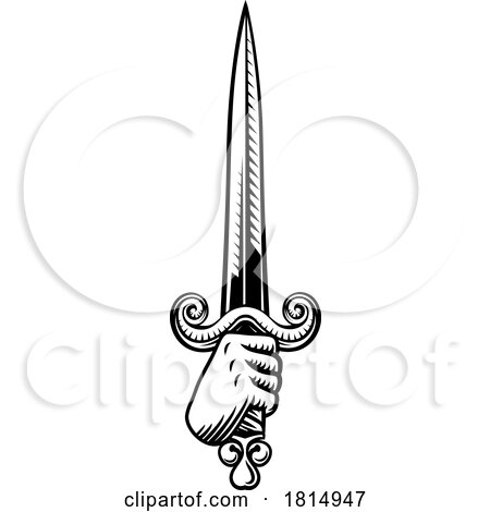 Sword Medieval Weapon Vintage Woodcut Tattoo Style by AtStockIllustration