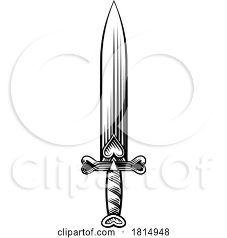 Sword Medieval Weapon Vintage Woodcut Tattoo Style by AtStockIllustration