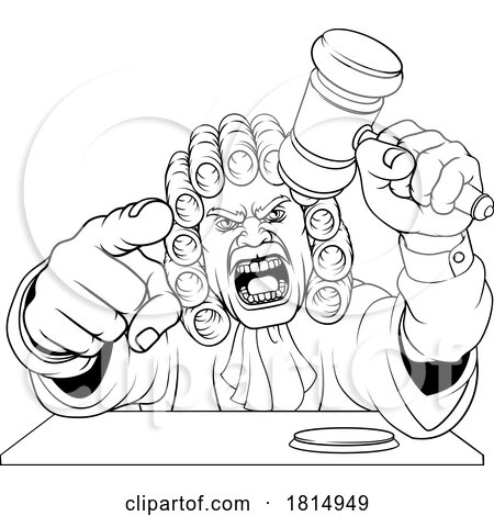 Angry Judge Hammer Gavel Cartoon Character by AtStockIllustration