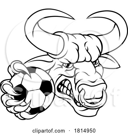 Bull Minotaur Longhorn Cow Soccer Mascot Cartoon by AtStockIllustration