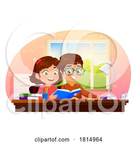 Children Doing Homework Clipart by Vector Tradition SM