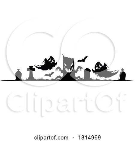 Silhouetted Halloween Banner Clipart by Vector Tradition SM