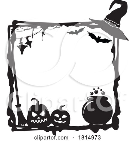 Silhouetted Halloween Frame Clipart by Vector Tradition SM