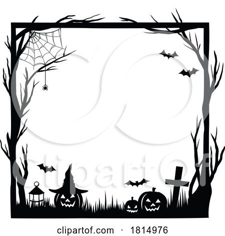 Silhouetted Halloween Frame Clipart by Vector Tradition SM