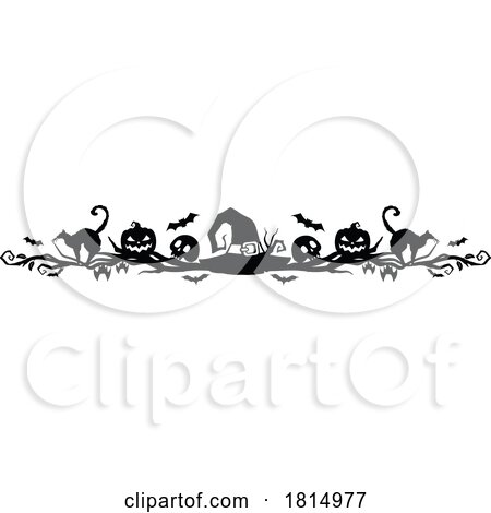 Silhouetted Halloween Witchy Banner Clipart by Vector Tradition SM