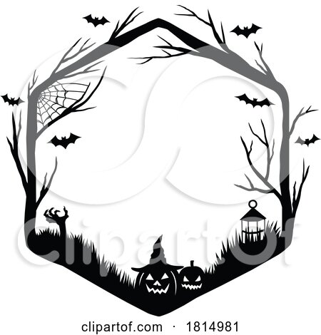 Silhouetted Halloween Frame Clipart by Vector Tradition SM