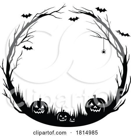 Halloween Border Silhouette Clipart by Vector Tradition SM