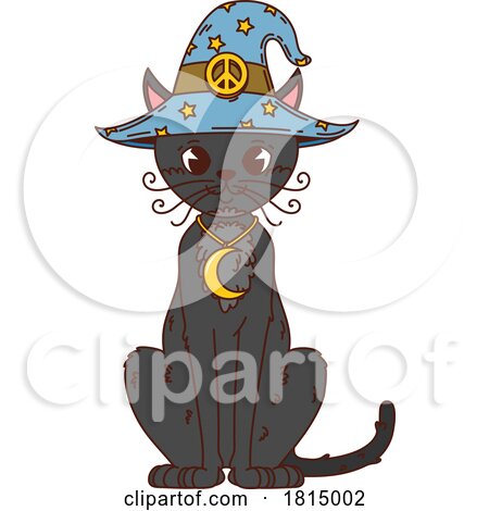 Halloween Witchy Cat Wearing a Hat by Vector Tradition SM