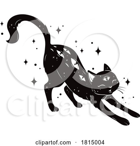 Magical Black Cat Halloween Clipart by Vector Tradition SM