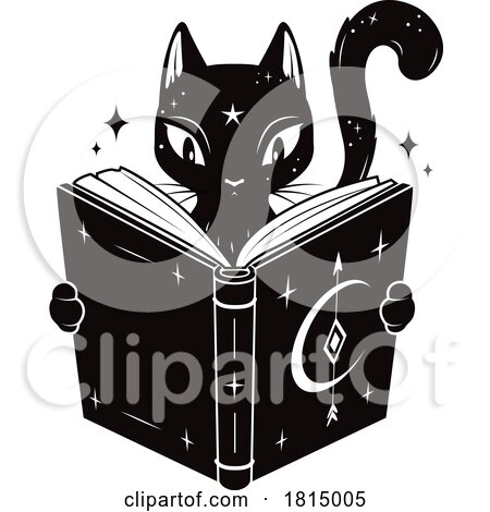 Magical Black Cat Halloween Clipart by Vector Tradition SM