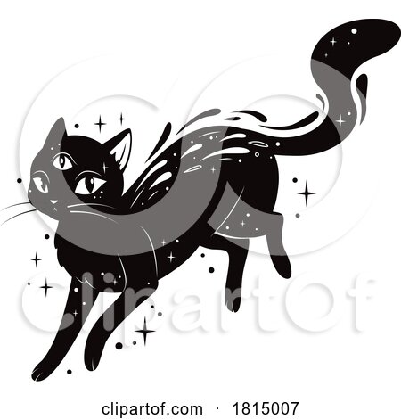 Magical Black Cat Halloween Clipart by Vector Tradition SM