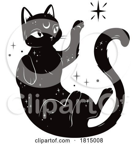 Magical Black Cat Halloween Clipart by Vector Tradition SM