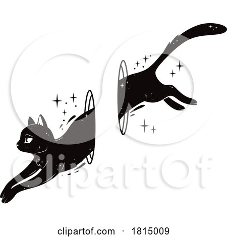 Magical Black Cat Halloween Clipart by Vector Tradition SM